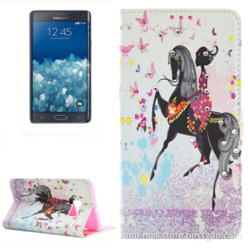 Factory directly Diamond Encrusted pattern leather case for Samsung galaxy note 5 edge case